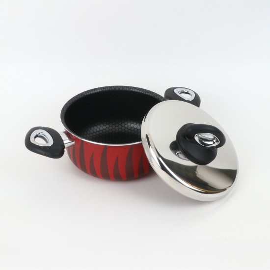 Aluminum cooking pot with stainless steel lid, modern design, 20 cm - 2S1A400230