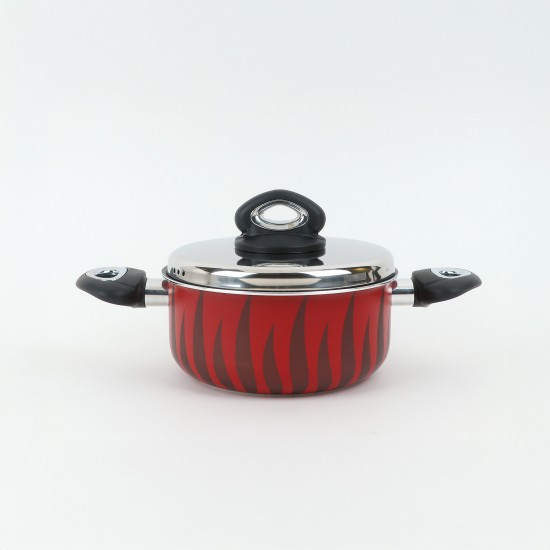 Aluminum cooking pot with stainless steel lid, modern design, 20 cm - 2S1A400230