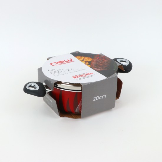Aluminum cooking pot with stainless steel lid, modern design, 20 cm - 2S1A400230