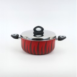 Aluminum cooking pot with stainless steel lid, modern design, 22 cm - 2S1A400231