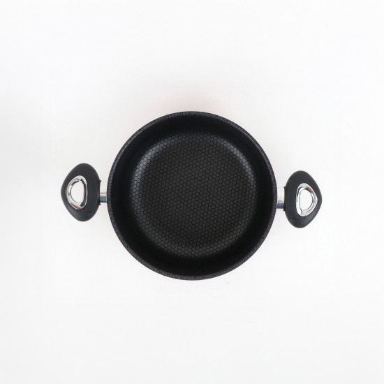 Aluminum cooking pot with stainless steel lid, modern design, 22 cm - 2S1A400231