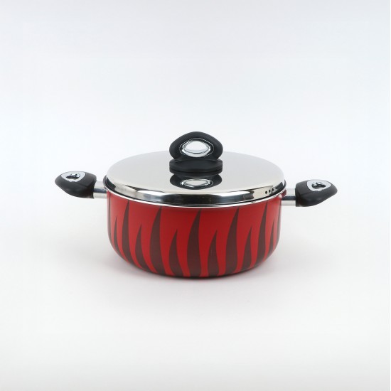 Aluminum cooking pot with stainless steel lid, modern design, 22 cm - 2S1A400231
