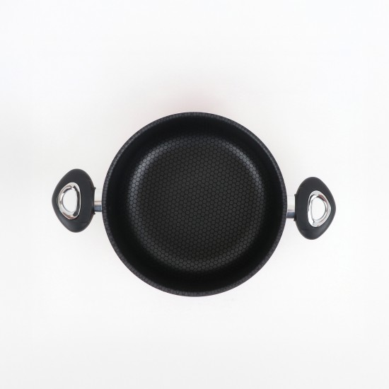Aluminum cooking pot with stainless steel lid, modern design, 24 cm - 2S1A400232