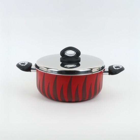 Aluminum cooking pot with stainless steel lid, modern design, 24 cm - 2S1A400232