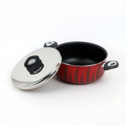 Aluminum cooking pot with stainless steel lid, modern design, 26 cm - 2S1A400233