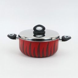 Aluminum cooking pot with stainless steel lid, modern design, 26 cm - 2S1A400233