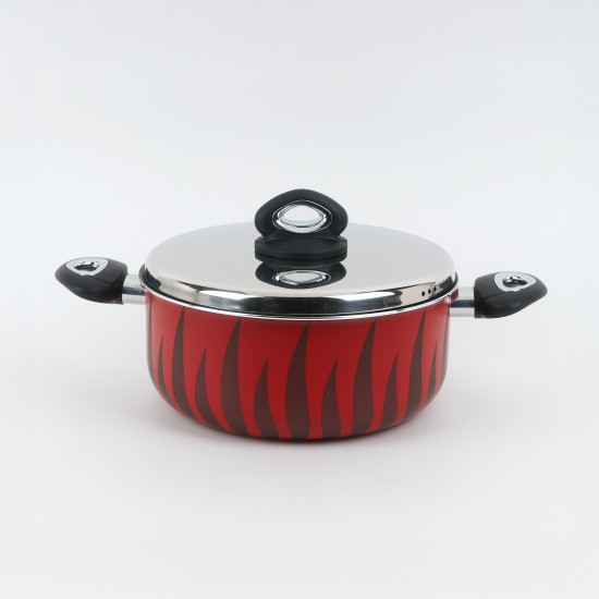 Aluminum cooking pot with stainless steel lid, modern design, 26 cm - 2S1A400233