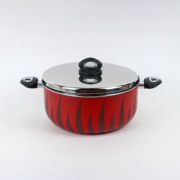 قدر طبخ ألمنيوم بغطاء ستانلس ستيل تصميم عصري مقاس 28 سم  - 2S1A400234
