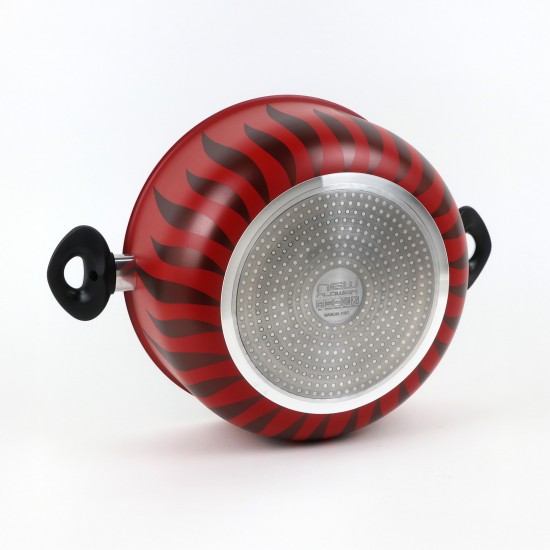 Aluminum cooking pot with stainless steel lid, modern design, 30 cm - 2S1A400235