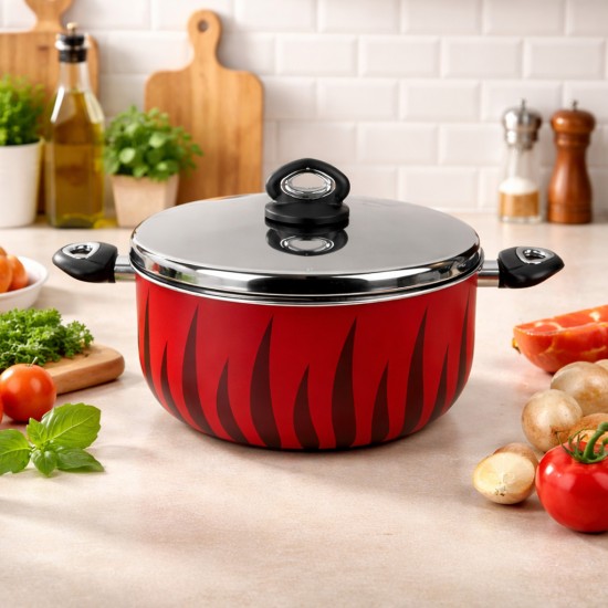 Aluminum cooking pot with stainless steel lid, modern design, 30 cm - 2S1A400235