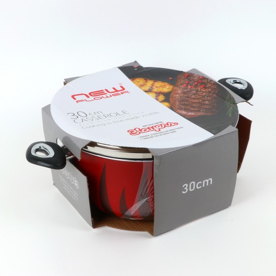 Aluminum cooking pot with stainless steel lid, modern design, 30 cm - 2S1A400235