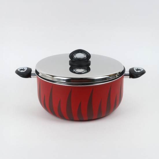 Aluminum cooking pot with stainless steel lid, modern design, 30 cm - 2S1A400235