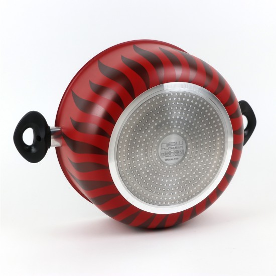 Aluminum cooking pot with stainless steel lid, modern design, 32 cm - 2S1A400236