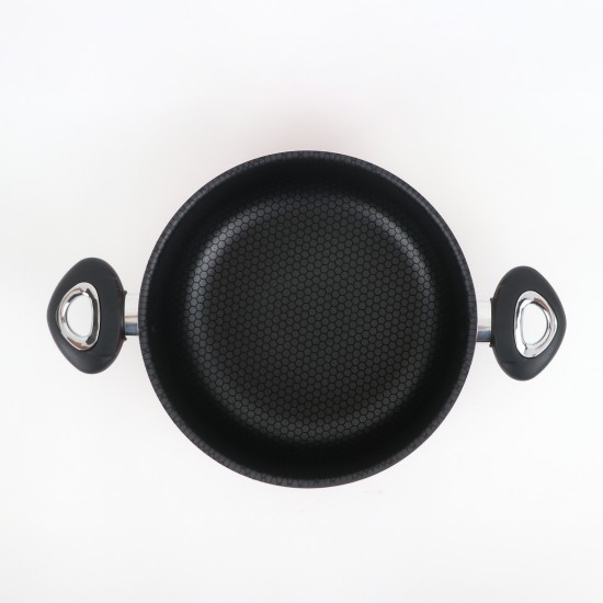 Aluminum cooking pot with stainless steel lid, modern design, 32 cm - 2S1A400236