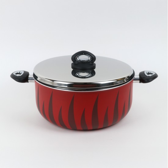 Aluminum cooking pot with stainless steel lid, modern design, 32 cm - 2S1A400236