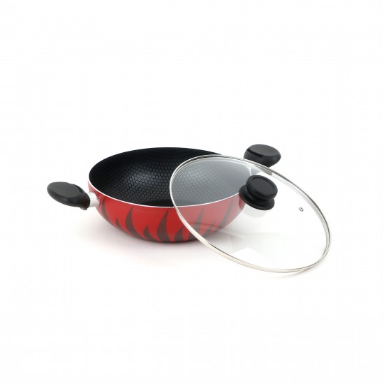 Aluminum cooking pot with lid, modern design, 24 cm - 2S1A400237