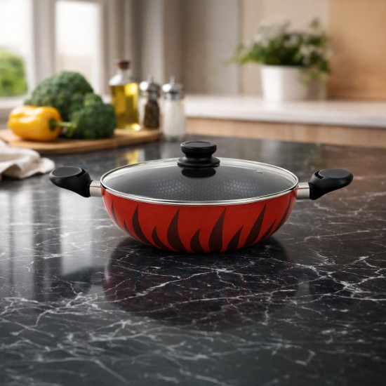 قدر طبخ ألمنيوم بغطاء تصميم عصري مقاس 26 سم  - 2S1A400238