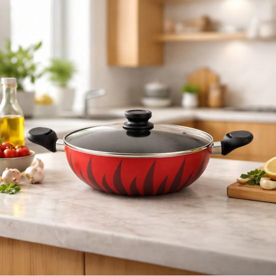 Aluminum cooking pot with lid, modern design, 28 cm - 2S1A400239