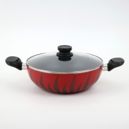 قدر طبخ ألمنيوم بغطاء تصميم عصري مقاس 30 سم  - 2S1A400240