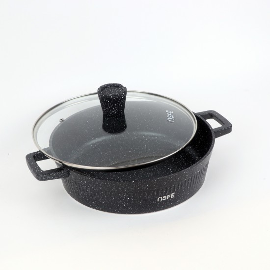10-Piece Black Granite Cookware Set with Wooden Handle - 2S1AA10002