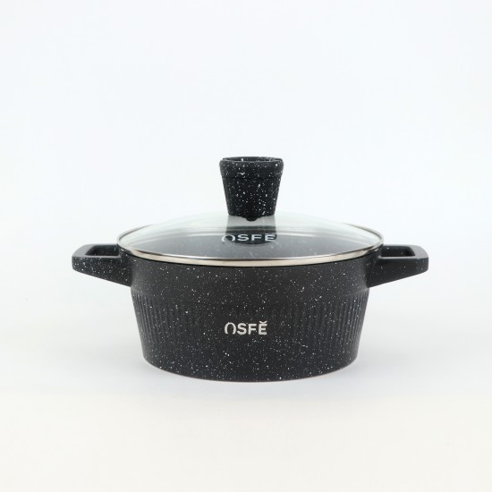 10-Piece Black Granite Cookware Set with Wooden Handle - 2S1AA10002