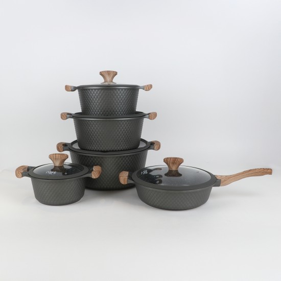 12-Piece Granite Cookware Set with Wooden Handle - 2S1AA100004