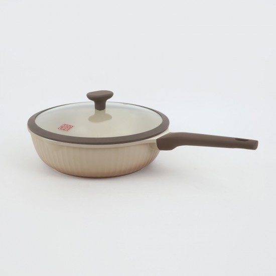 Elegant beige granite cookware set with glass lid - 2S1AA100067