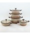 Elegant beige granite cookware set with glass lid - 2S1AA100067