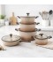 Elegant beige granite cookware set with glass lid - 2S1AA100067