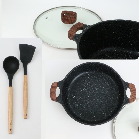 Granite Cookware Set - 12 Pieces - Black - 2S1AA100311
