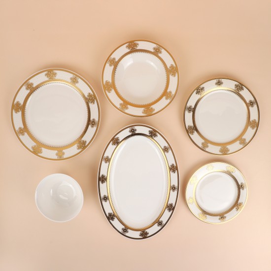 Luxury porcelain dinnerware set with a gold pattern, 32 pieces - 2S1MM100098