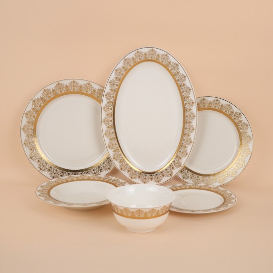 Luxury porcelain dinnerware set with a gold pattern, 32 pieces - 2S1MM100099 Luxury porcelain dinnerware set with a gold pattern, 32 pieces - 2S1MM100099