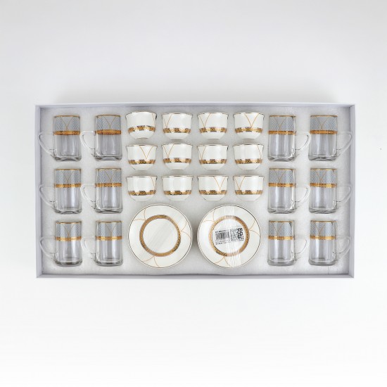 طقم أكواب قهوة وشاي فاخر بنقوش عصرية 36 قطع - 2S1MM100111