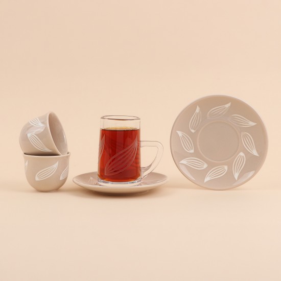 طقم أكواب قهوة وشاي فاخر بنقوش عصرية 36 قطع - 2S1MM100128