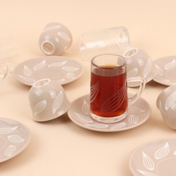 طقم أكواب قهوة وشاي فاخر بنقوش عصرية 36 قطع - 2S1MM100128