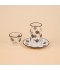 18-piece tea and coffee cup set, glass and ceramic, black pattern - 2S1MM100139