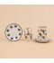 18-piece tea and coffee cup set, glass and ceramic, black pattern - 2S1MM100139