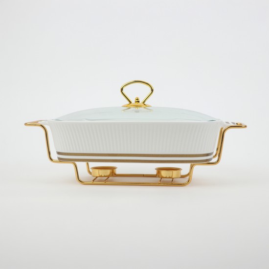 Luxury rectangular serving warmer with glass base and lid – 2S1MM100210