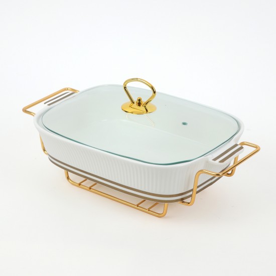 Luxury rectangular serving warmer with glass base and lid – 2S1MM100210