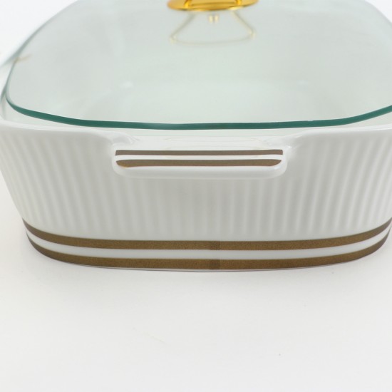 Luxury rectangular serving warmer with glass base and lid – 2S1MM100210