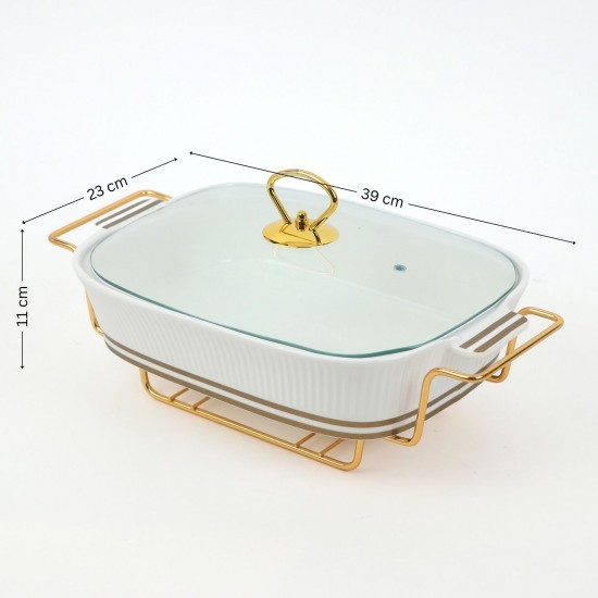Luxury rectangular serving warmer with glass base and lid – 2S1MM100210