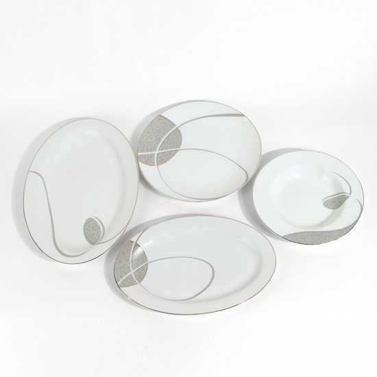 Luxury ceramic dinnerware set with gray patterns, 66 pieces - serves 6 people - 2S1TT100016 Luxury ceramic dinnerware set with gray patterns, 66 pieces - serves 6 people - 2S1TT100016