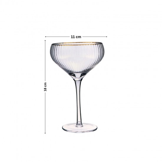 طقم كاسات عصير زجاجية 4 حبات فاخرة بخط ذهبي - 2S1TT300125