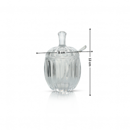 Elegant glass sugar bowl and spoon - 2SS02-1605