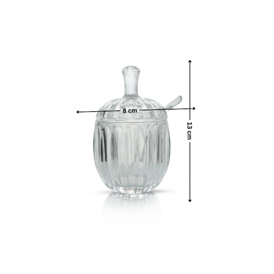 Elegant glass sugar bowl and spoon - 2SS02-1605 Elegant glass sugar bowl and spoon - 2SS02-1605