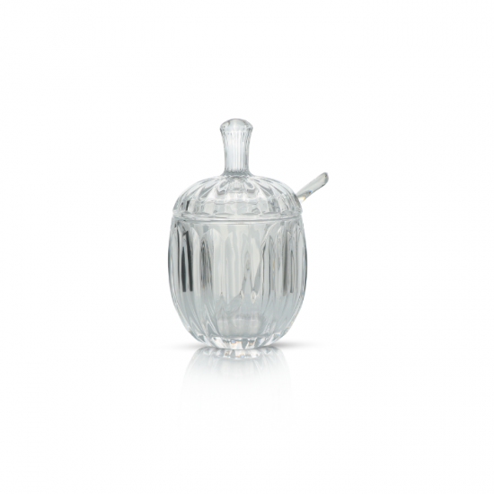 Elegant glass sugar bowl and spoon - 2SS02-1605 Elegant glass sugar bowl and spoon - 2SS02-1605