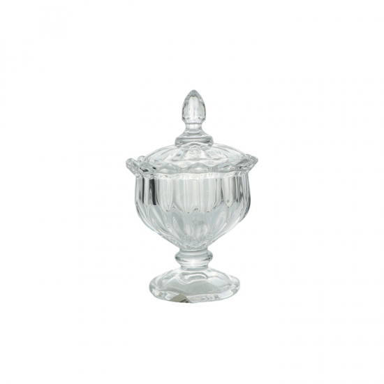 Elegant glass sugar bowl with base - 2SS02-1727 Elegant glass sugar bowl with base - 2SS02-1727
