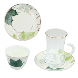 36-Piece Leaf Design Coffee and Tea Cup Set - 2SS02-2183