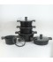 Granite cookware set with a distinctive design, black color - 10 pieces - 2SS1-A01-015