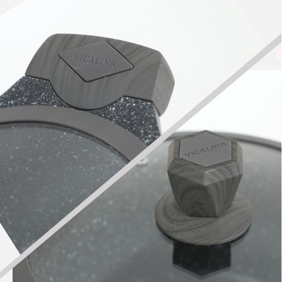 Granite cookware set with a distinctive design, black color - 10 pieces - 2SS1-A01-015